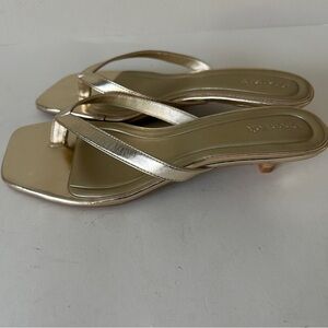Women's Metallic Gold Low-Kit Thong Sandals
